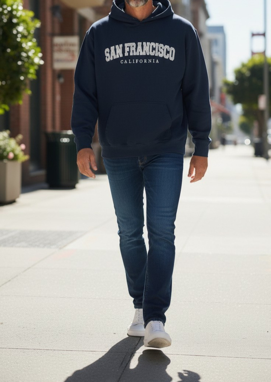 Ocean Beach Sportswear Men's L Blue San Francisco Embroidered Pullover Hoodie